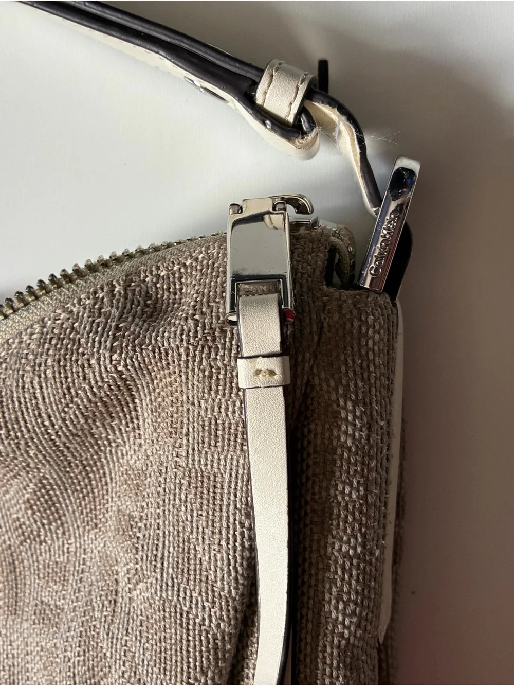 Calvin Klein Beige Prism Logo Hobo Bag - Used
